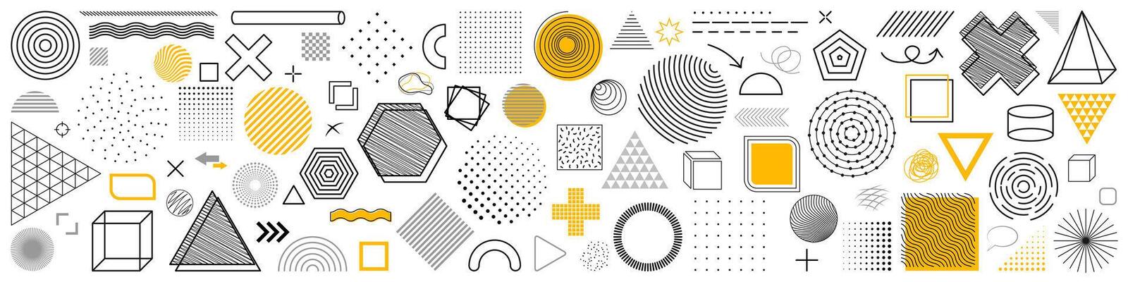 Set of Geometrical Graphic Elements on White Background