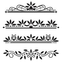 Black silhouettes file of horizontal elements decoration design. with white background vector