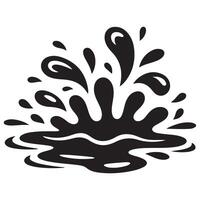 Water drops and splash Black silhouettes in simple doodle style. Set different liquid shapes. with white background vector