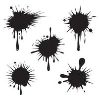 Ink blots and drips set Black silhouettes. with white background vector