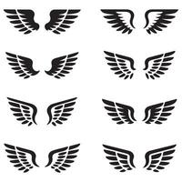 Set of wings icons. Wings badges. Collection wings badges. illustration.Silhouette Black. with white background vector