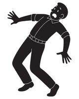 Silhouette of a man frozen in the act of tripping over something invisible, shocked man silhouette vector