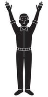 Silhouette of a man standing in mountain pose with arms gently raised above head vector