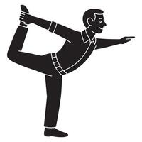 Silhouette of a man balancing on one leg in dancer pose, with the other leg arched behind and arm extended vector