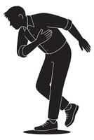 Silhouette of a man bowing slightly with one arm across chest and the other behind, action silhouette vector