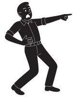 Silhouette of a man pointing at something unseen with over-the-top disbelief, pointing man silhouette vector