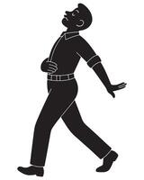 Silhouette of a man walking with exaggerated pride, nose in the air, man walking with pride vector
