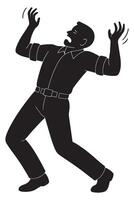 Silhouette of a man holding an invisible giant object with exaggerated effort vector