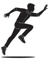 Silhouette of a man leaping forward with one arm outstretched like reaching for something, running man silhouette vector