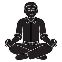 Silhouette of a man seated cross-legged in a meditation pose with hands resting on knees vector