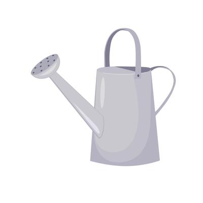Gray Metal Watering Can. Gardening Tool Illustration
