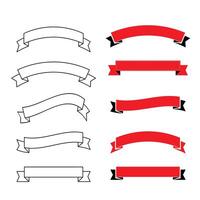 Realistic icon Set of red and black ribbons Isolated on white background vector