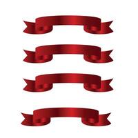 Realistic icon Set of red ribbons Isolated on white background vector