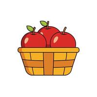 Basket with Red Apples for Harvest or Fall Season vector