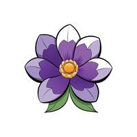 Stylized purple and white flower with yellow center graphic vector
