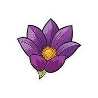 Purple flower with orange center and bold outlines art vector