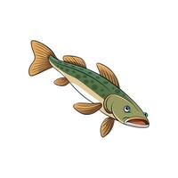 Cartoon salmon with spots in a flat lay view vector