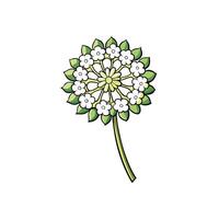Cartoon style flower with leaves on a green stem vector