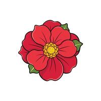 Flatdesign of a single, stylized red flower blossom vector