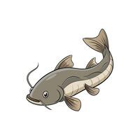 Cartoon Illustration of a Swimming Catfish on White Background vector