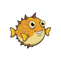 Cheerful cartoon pufferfish illustration with bright colors and smile vector