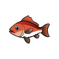 Cartoon illustration of a red snapper with black outline vector