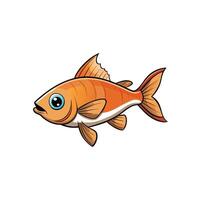 Cartoon goldfish swimming to the right on a white background vector