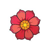 Red flower illustration on white background for graphic design vector