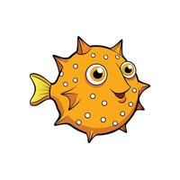 Cartoon orange pufferfish with white spots isolated on white vector