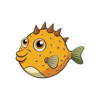 Cartoon pufferfish art with smiling expression on white vector