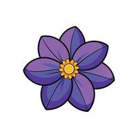 Cartoon illustration of a violet flower with yellow center vector