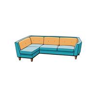 Illustration of a modern sectional sofa with retro aesthetic vector