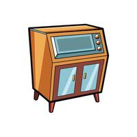 Cartoon illustration of retro cabinet with window display vector