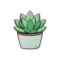 Stylized Green Succulent Plant in a Pot Illustration vector