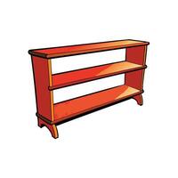 Cartoon style wood bookshelf with three shelves illustration vector