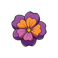 Illustration of pansy flower with purple petals and yellow center vector