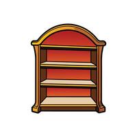 Ornate Empty Bookshelf with Red Backing and Golden Trim vector