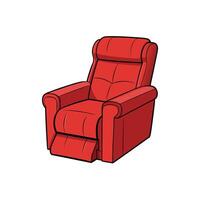 Vibrant red cartoon recliner chair inviting comfort and relaxation vector