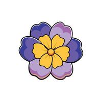 Flat illustration of a simple purple and yellow flower vector