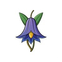 Cartoon illustration of a bellflower with green leaves and stem vector