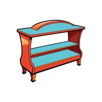 Cartoon orange and blue shelf with two visible shelves vector