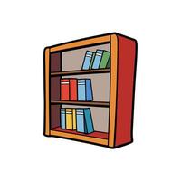 Cartoon bookshelf with colorful books for reading and learning vector