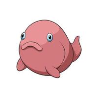 Cartoonish blobfish illustration isolated on a white background vector