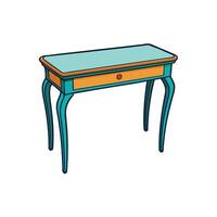 Stylish turquoise desk with drawer isolated on white background vector