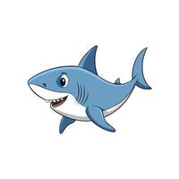 Cartoon shark illustration with friendly expression on white background vector