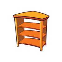 Cartoon style corner shelf with three curved shelves vector