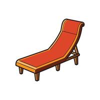 Cartoon illustration of an orange sun lounger against white vector