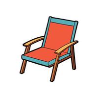 Retro Style Cartoon Beach Chair with Bold Color Palette vector