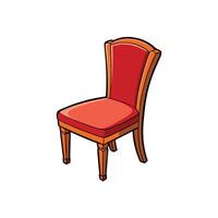 Cartoon style red upholstered chair with wooden frame vector