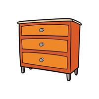 Three drawer orange dresser isolated on white background illustration vector